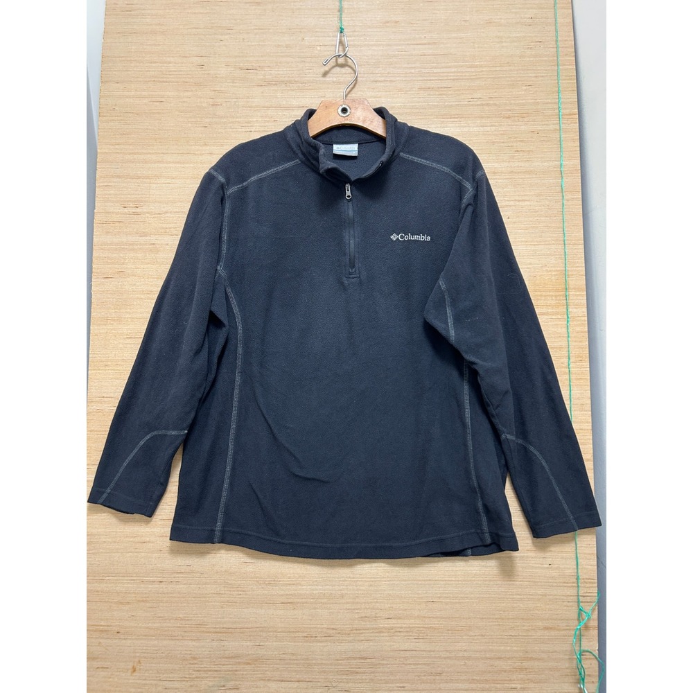 Columbia Mens Quarter Zip Fleece Pullover Black Mock Neck Sweatshirt Size M‎